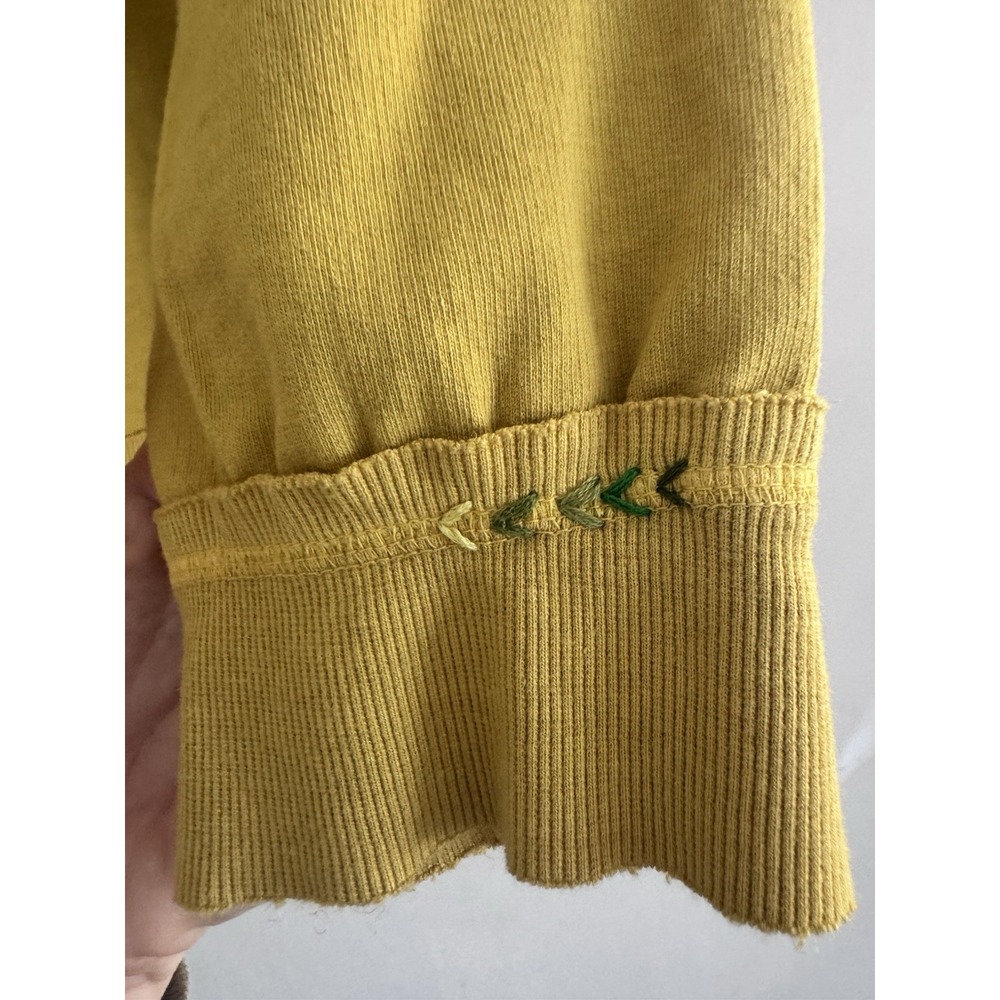 Boho Embroidered Raw Sweatshirt Sundance Xs Mustard Bright Colorful Detailed - Picture 5 of 6
